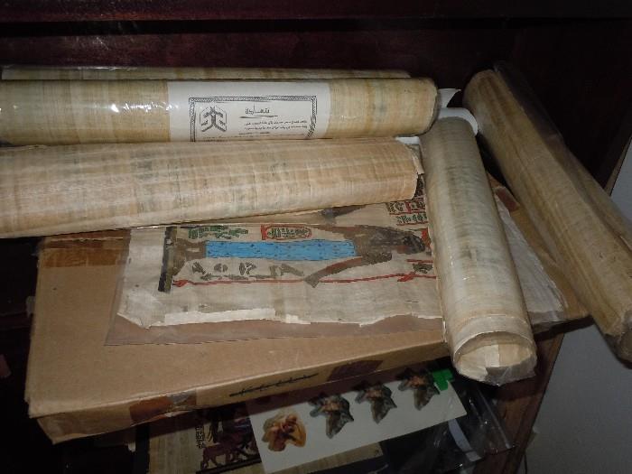 Many papyrus scrolls of art