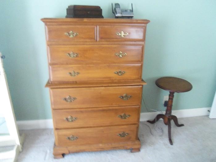 Vintage Solid Maple Chest on Chest