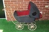 VINTAGE WICKER DOLL STROLLER