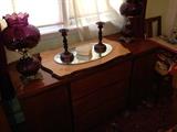 Depression Glass Lamps, Dining Room Buffet