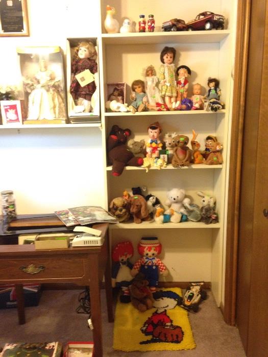 dolls, stuffed animals, Disney, peanuts, ET, vintage dolls, cars