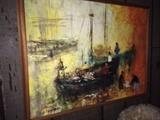 Cunningham boat mid century art, original