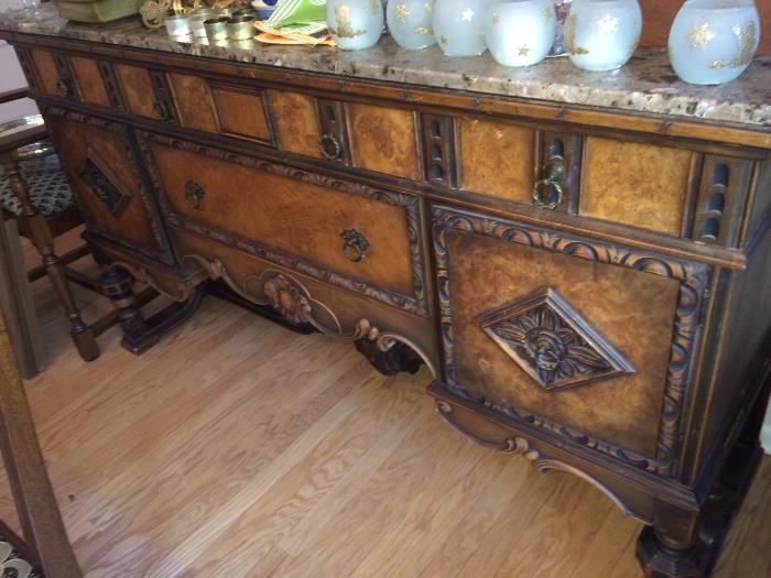 Antique buffet and matching dining table