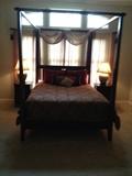 Indonesian Mission Style Queen Bed w/Canopy