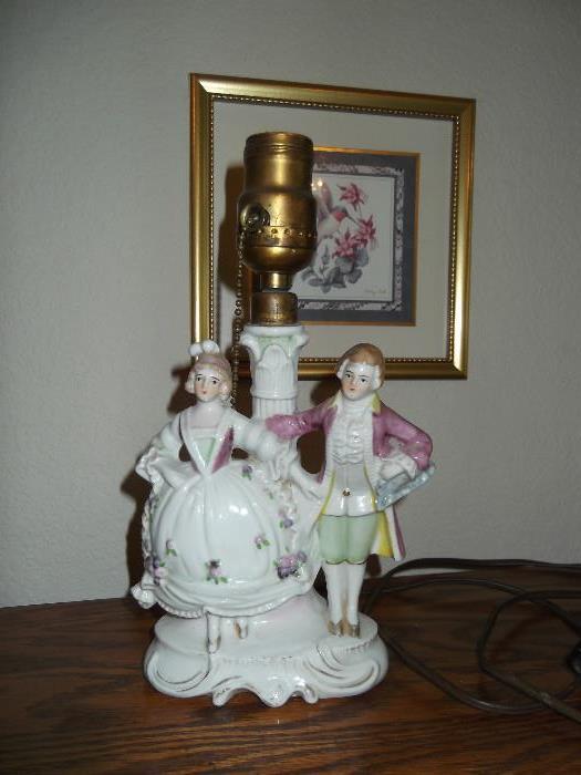 Lamp Victorian Lady and Gentleman. Works great!  Made in Japan 