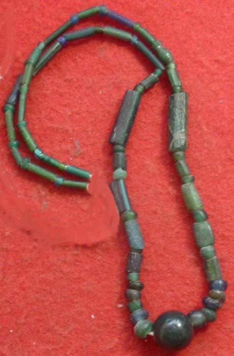 Green Glass Necklace Roman circa 400 AD