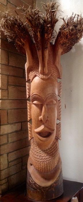Over 5 feet tall, hand carved Tiki