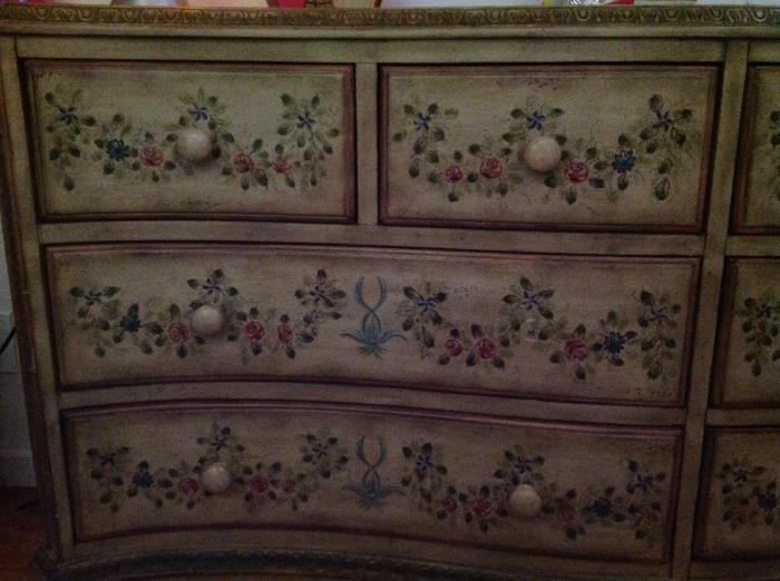 Close up of painted dresser .