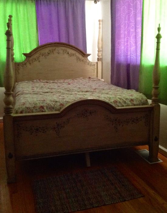 Four poster painted bed to match previous dresser