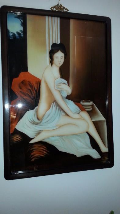 Lacquer painting of nude, Chinese