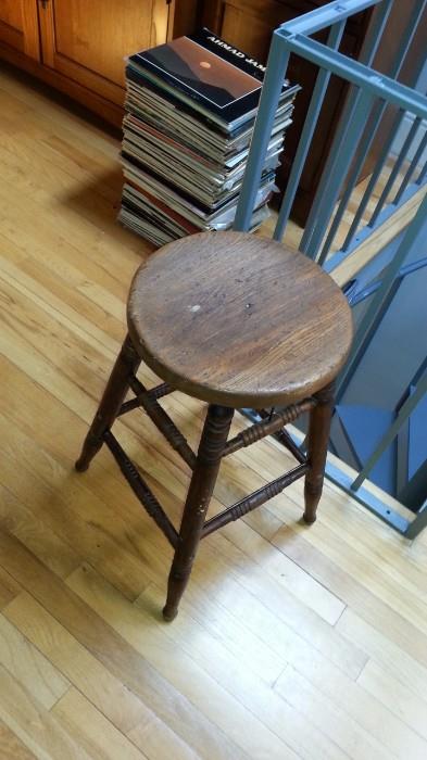 vintage oak stool