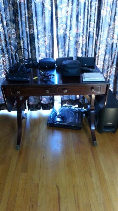 Vintage Mahogany Table Writing Desk, Stereo units, equipment
