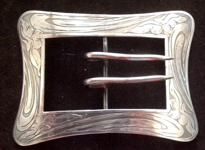 Sterling belt buckle, art nouveau style.