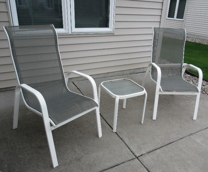 OUTDOOR CHAIRS AND TABLE\