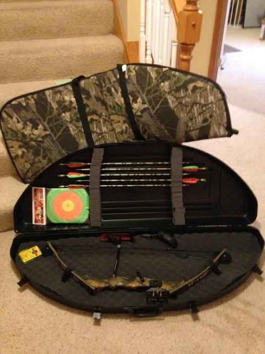 The compound bow is a Browning Micro Midas bought in 1998 from King Archery in BurnsvillHardly ever used -just target practice.  Have arrows a hard and camo carrying case.