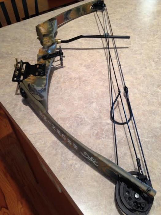 The compound bow is a Browning Micro Midas bought in 1998 from King Archery in BurnsvillHardly ever used -just target practice.  Have arrows a hard and camo carrying case.