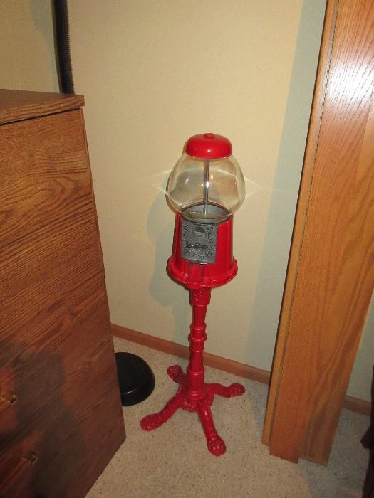 GUMBALL MACHINE WITH RED STAND