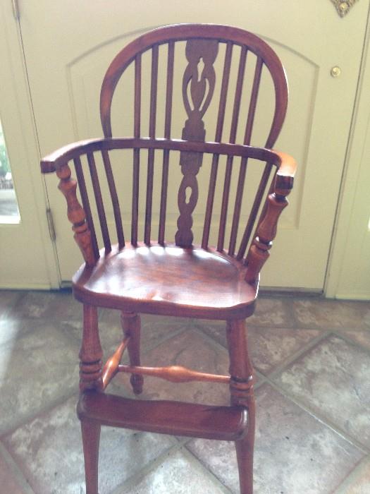 Antique Child High Chair -  from Brooks Auction, Cherry, Early American Winsor style 