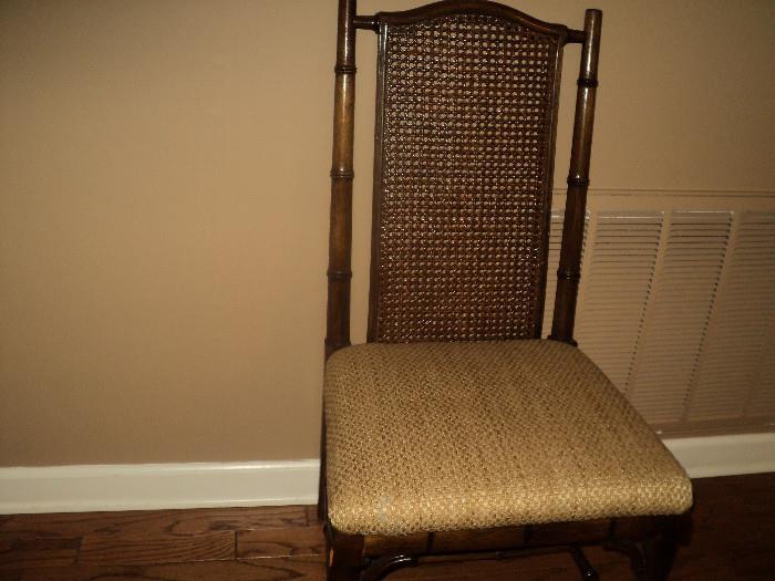 Close-up of one of the dining room chairs!  These linen seats would go with any decor!