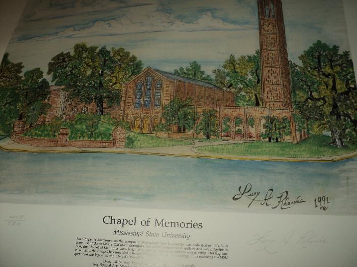 Signed print of MSU's Chapel of Memories