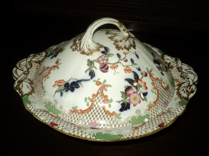 Beautiful antique covered dish with intricate details!