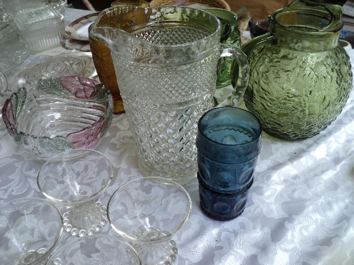 Some of the wonderful miscellaneous vintage glassware!  There are tables and tables of glassware!