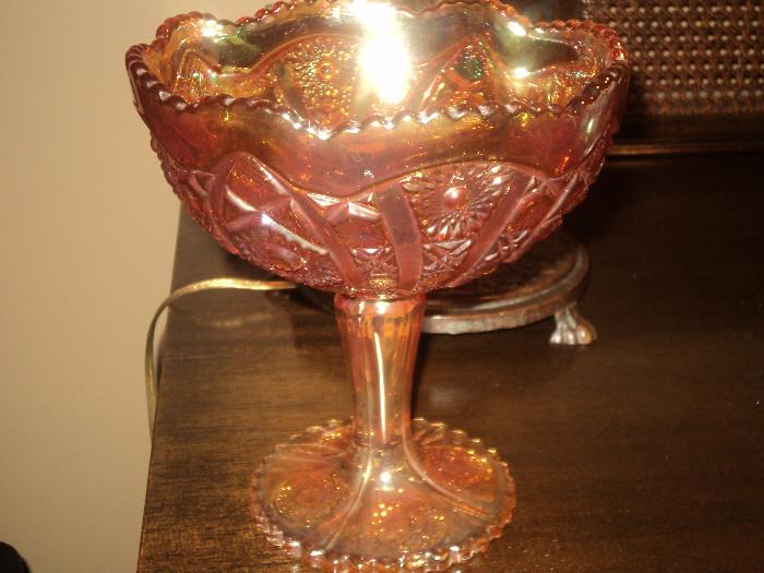 Very nice  orange Carnival Glass compote in excellent condition!