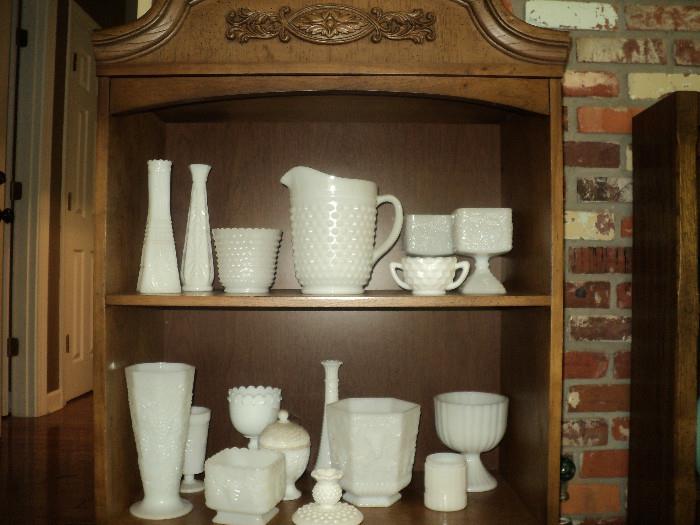 Large collection of vintage "milk glass" -- there are a lot more pieces!