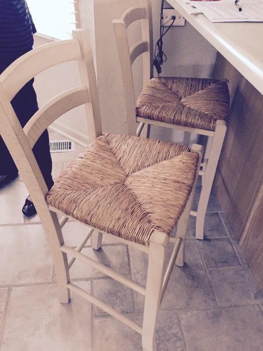 Custom Bar stools with rush seats.