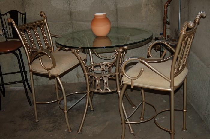 Glass bistro table with 2 chairs
