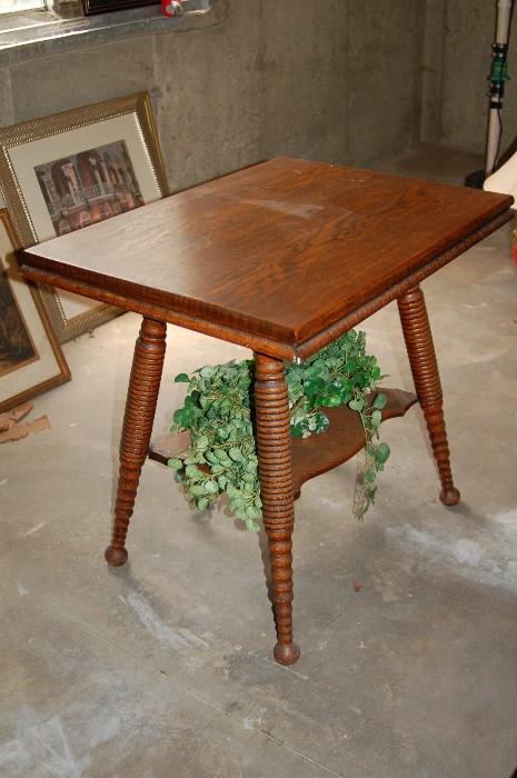 Antique table with spindle style legs