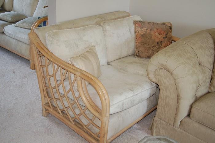 Rattan couch and loveseat set