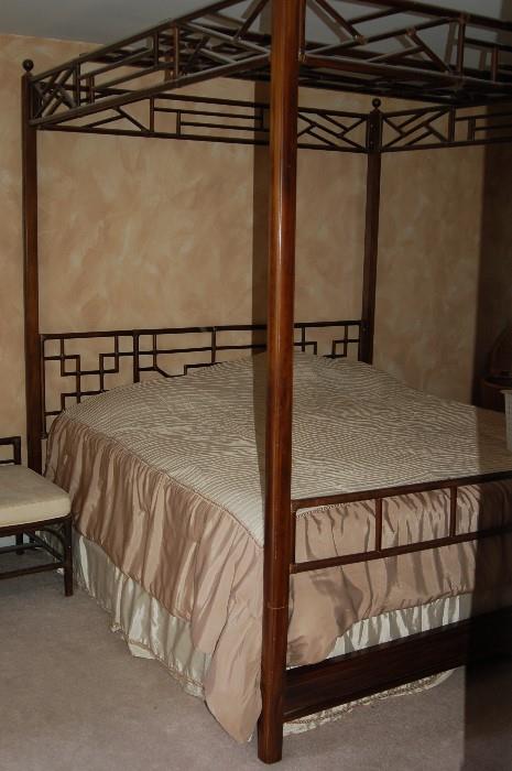 Queen bed with canopy and mattress set