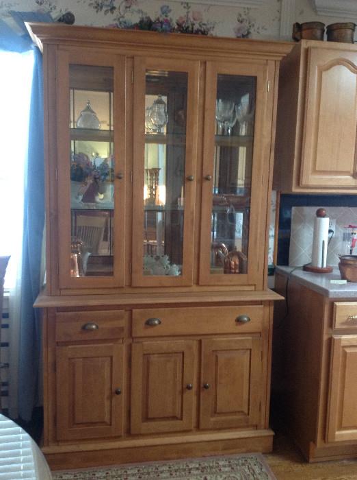 #113 Canadel Furniture co Breakfront China Cabinet ( 2 Drawers/3 Doors, Lighted, Fixed Glass shelves.) W48XD17.5XH82  $225