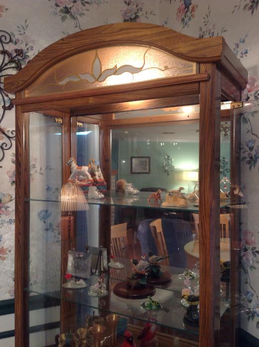 #114 Glass Display Cabinet ( Lighted/ 4 Glass doors / 3 adjustable glass shelves) W32.5XD14XH76  $158