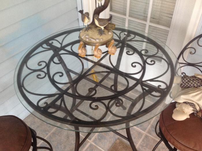 #115 Glass Top Bistro Set w/ 2 chairs  D32XH30.5  $145