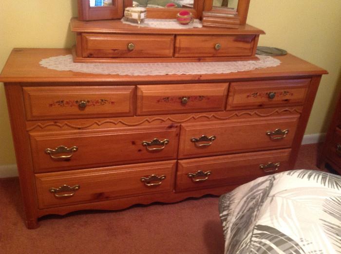 #128 9 Drawer Dresser With Trifold Mirror W60xD18xH75.5  $225