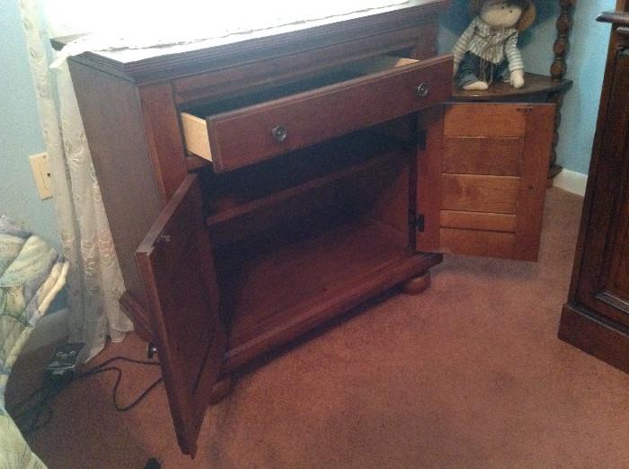 #136  Single Drawer Two Door with pull out Writing Ledge Night Stand W30xD16.5xH30.5  $56