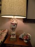 vintage floral lamp and vase