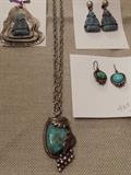Turquoise and sterling pieces...glass buddha pendant w/ matching earrings