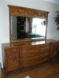 Vintage retro dresser with mirror. Very nice carved detail-must see!