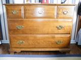 Beautiful matching dresser in tiger maple, set includes twin beds. Dresser measures 42" W, 33" H, 18" D.