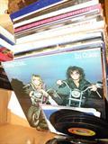 Selection of 45's and LP records.