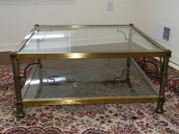 Very nice brass glass-topped coffee table!
