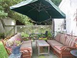 Patio set with off set umbrella-great time for patio furniture!