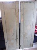 two vintage distressed doors in sage green