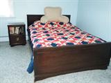 Full size Vintage Mahogany bedframe and nightstand.