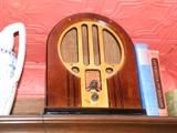 Philco cathedral repro. There is also a Crosley repro radio and a Crosley repro turntable, cassette, cd player.