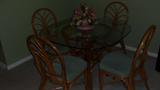 Dinette - glass and rattan 41" x 41" with rounded edges
