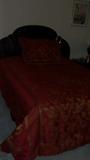 Black lacquer bedroom suite
full bed, dresser with mirror, one night stand